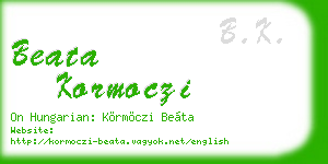 beata kormoczi business card
